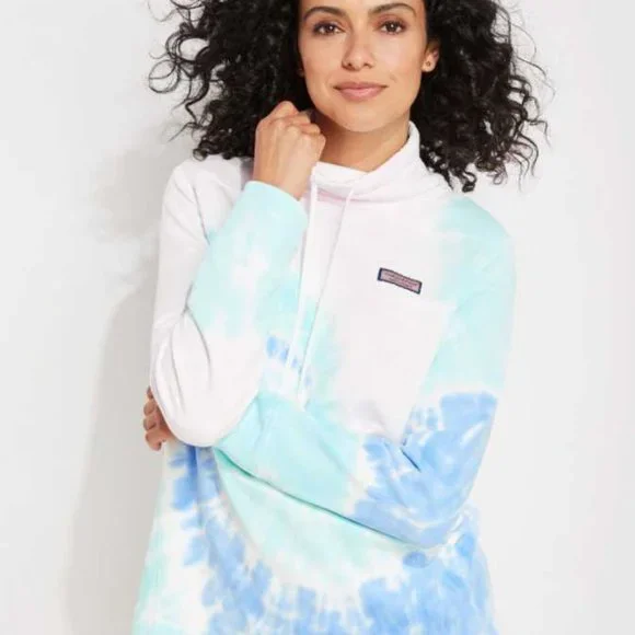 New women's M Vineyard Vines tie dye funnel neck shep shirt sweater - Picture 8 of 8